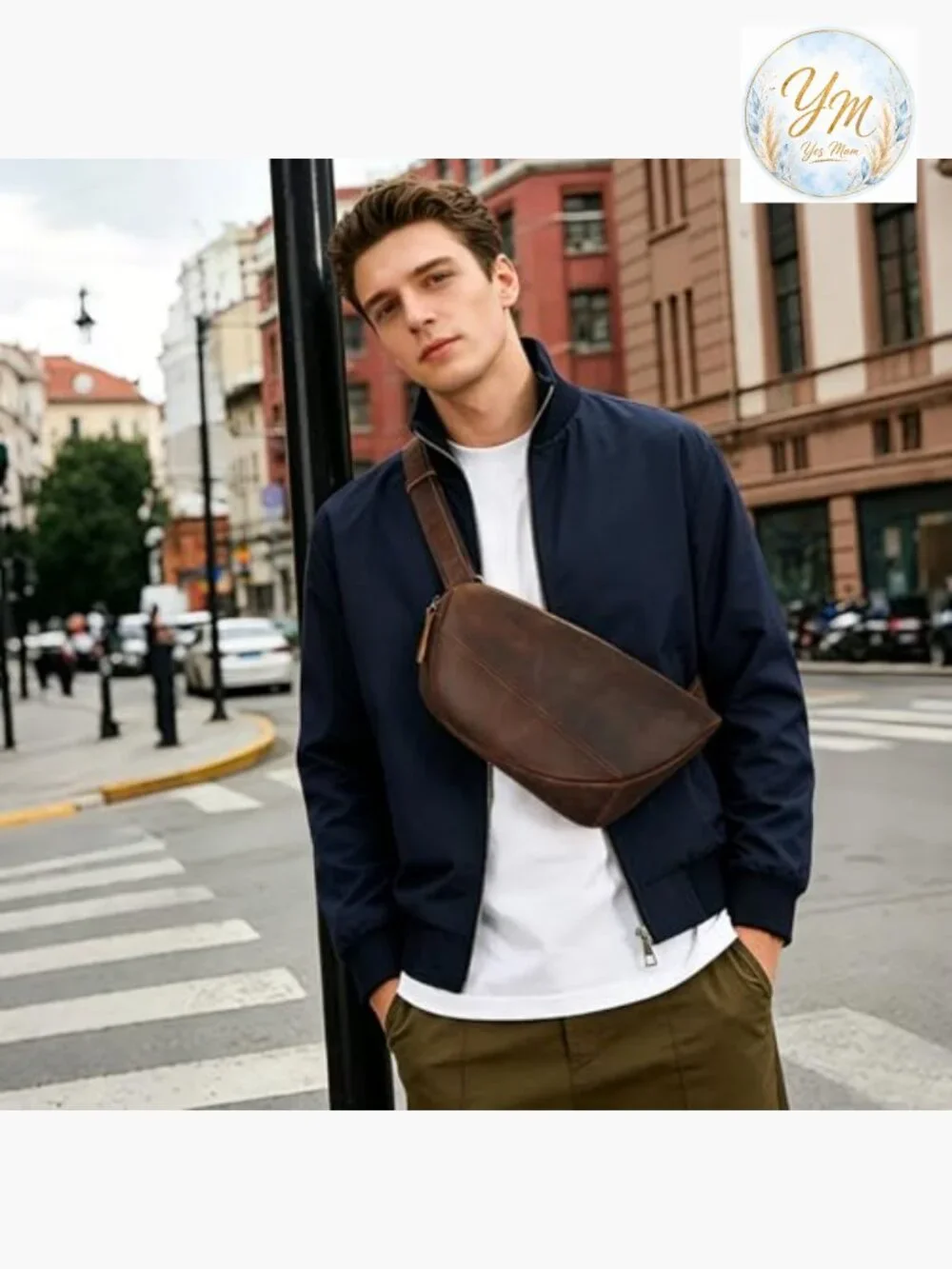 Genuine Leather Sling Bag Crossbody Purse Chest Daypack Hiking Travel